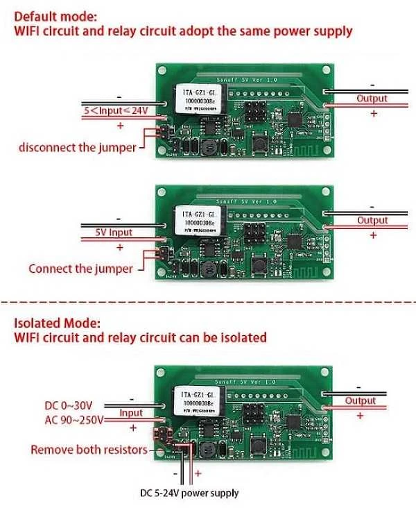 Sonoff SV žemos įtampos relė su WiFi - 5-24VDC 240W