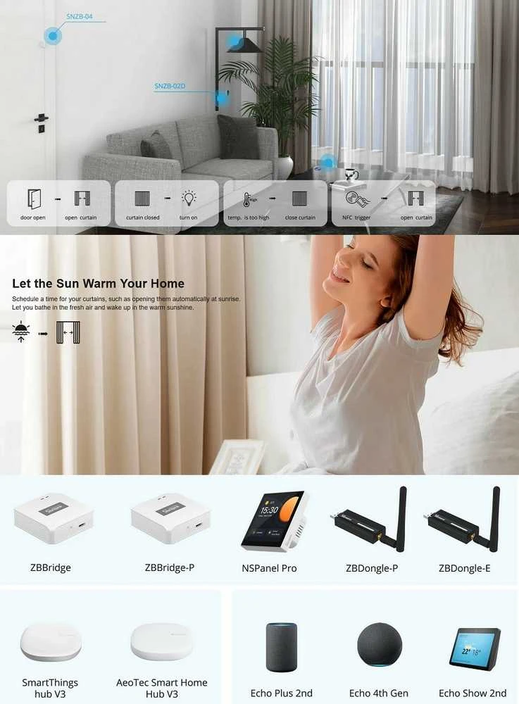 SONOFF Zigbee išmanusis užuolaidų variklis