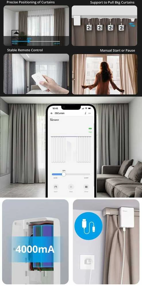 SONOFF Zigbee išmanusis užuolaidų variklis