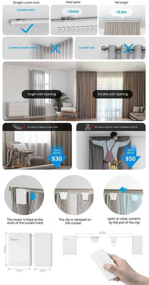SONOFF Zigbee išmanusis užuolaidų variklis
