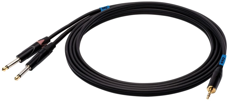SOUND STATION QUALITY (SSQ) SSQ MIJM3 SS-1815 Cable Jack Stereo 3,5 mm - 2x Jack Mono 6,3 mm 3 m Juodas