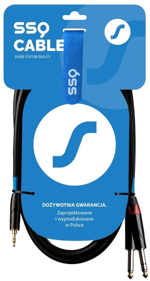 SOUND STATION QUALITY (SSQ) SSQ MIJM3 SS-1815 Cable Jack Stereo 3,5 mm - 2x Jack Mono 6,3 mm 3 m Juodas