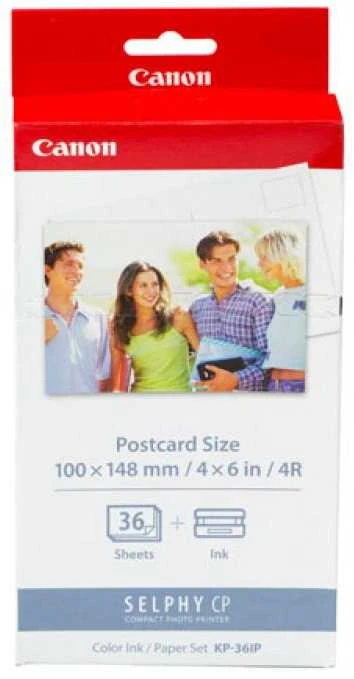 CANON KP-36IP fotopopierius 100x148mm 36 lapų + spalvotas rašalas, skirtas Selphy CP atviruko dydžio
