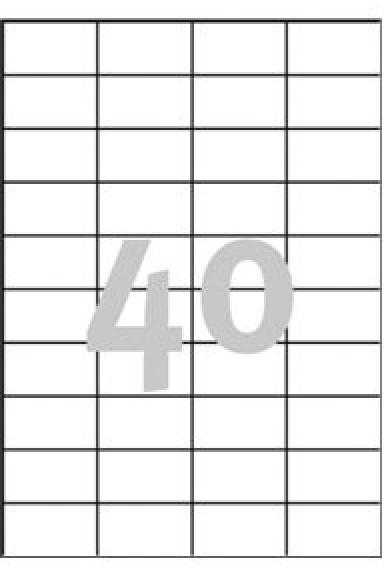 Lipnios etiketės Avery Zweckform, A4, 52.5×29.7mm, 40 etikečių lape, be rėmelio, 100 lapų, baltos spalvos