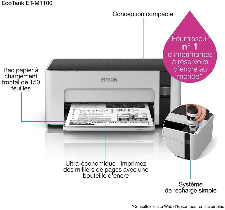 Epson | „EcoTank M1100“ | Rašalinis | Nespalvotas | Standartinis | Pilkas
