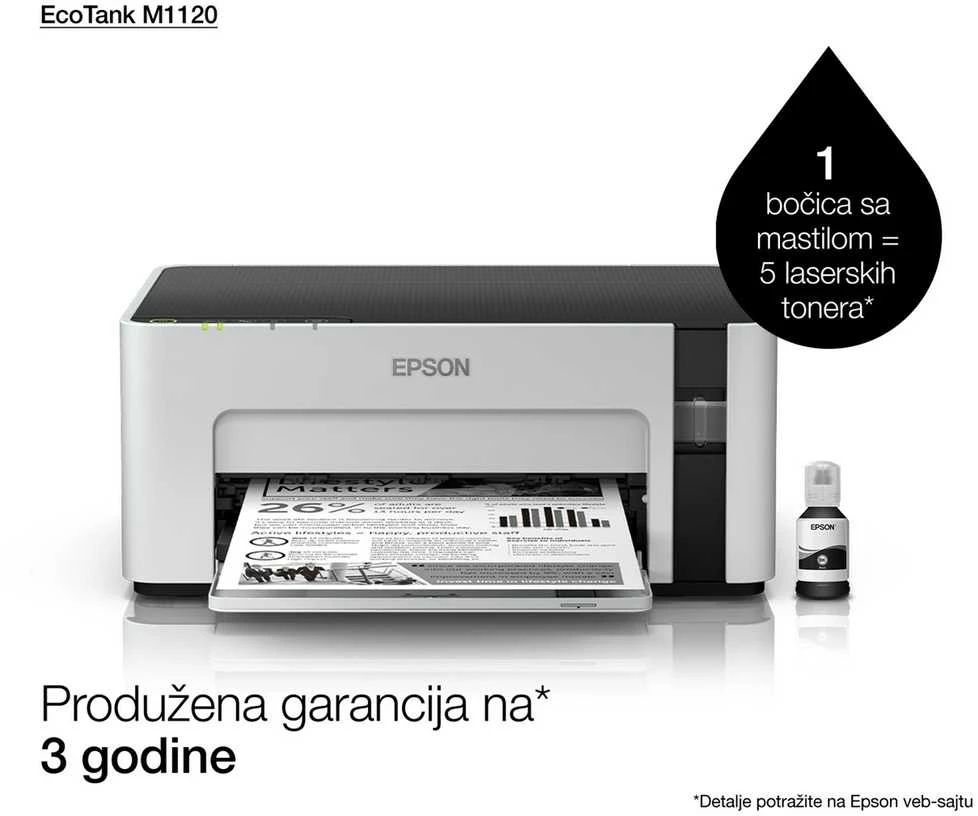 Spausdintuvas Epson | EcoTank M1120 | Inkjet | Mono | Standard | Wi-Fi | Pilkas