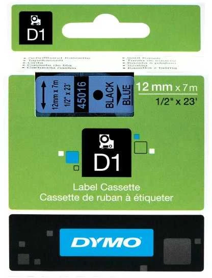Juostelė DYMO D1 12mm x 7m, Juodai ant Mėlyno