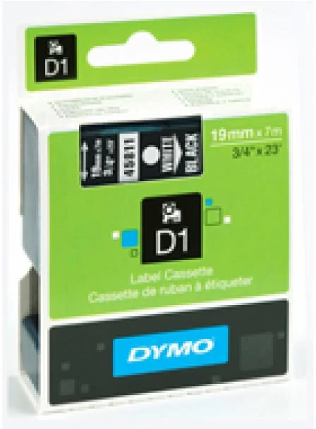 D1, žymėjimo juosta, 19mm, baltas tekstas ant juodo juostos, 7m - 45811 DYMO / S0720910