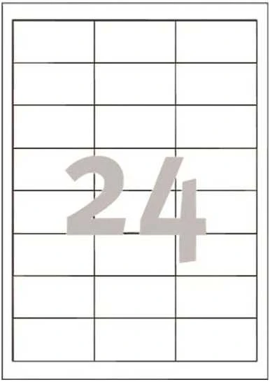 Lipnios etiketės Avery Zweckform, A4, 64.6×33.8, 24 etiketės lape, 100 lapų, baltos spalvos