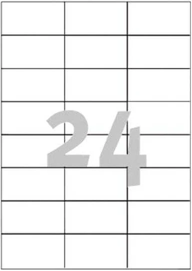 Lipnios etiketės Avery Zweckform, A4, 70x37mm, 24 etiketės lape, be rėmelio, 100 lapų, baltos spalvos