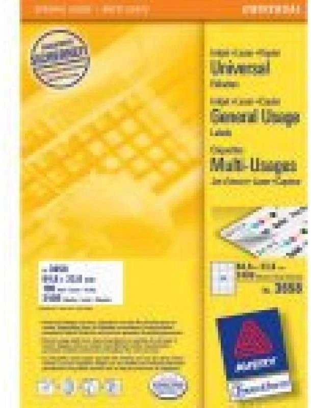Lipnios etiketės Avery Zweckform, A4, 64.6×33.8, 24 etiketės lape, 100 lapų, baltos spalvos