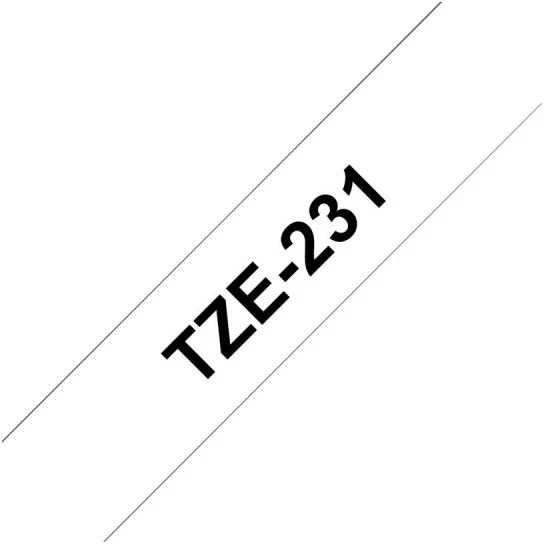 Brother | TZ-231 Laminated Tape | Juodas on Baltas | TZe | 8 m | 1.2 cm