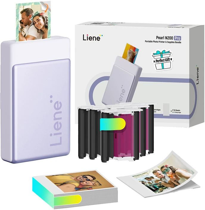 Liene Pearl N200 Pro 2x3" Portable Photo Spausdintuvas Kit (Violetinė)