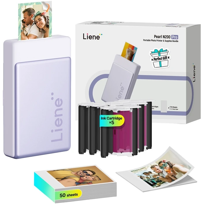 LIENE Pearl N200 Pro 2x3" Portable Photo Spausdintuvas (Violetinė)