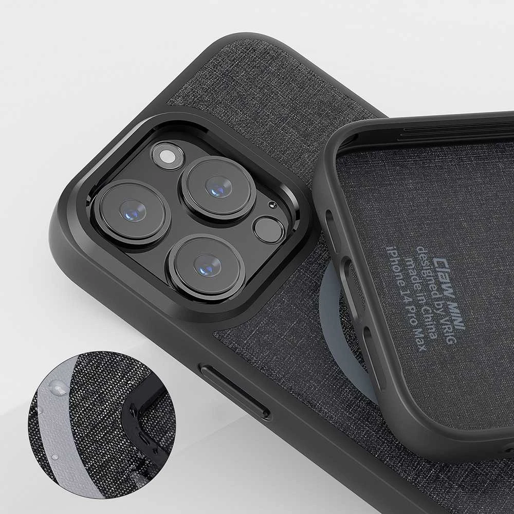 Spigen Telefono Dėklas - VRIG Claw Mini for iPhone 14 Pro Max, Slim, Fabric Lining, MagSafe Compatible
