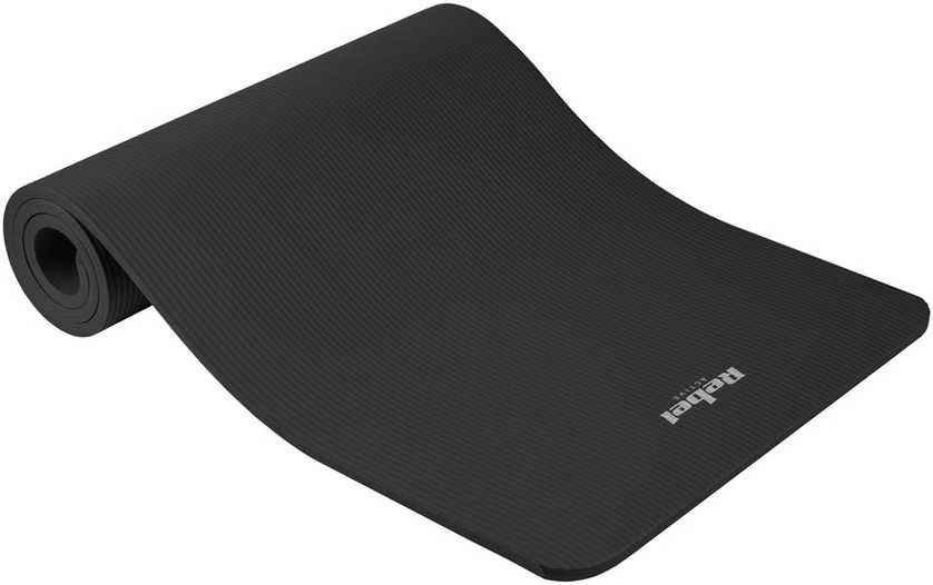 Gimnastikos kilimėlis jogai, pilatesui, fitnesui, 183x61cm, storis 6mm, TPE medžiaga, juoda, REBEL ACTIVE