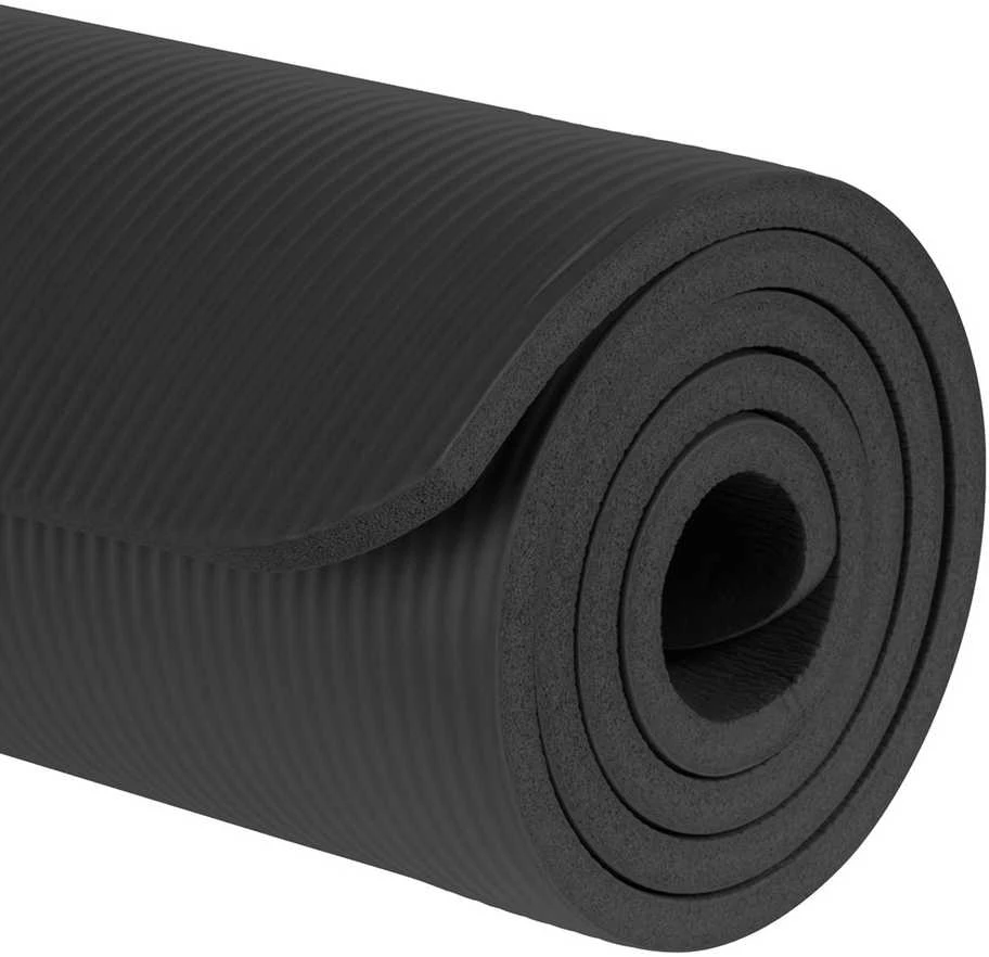 Gimnastikos kilimėlis jogai, pilatesui, fitnesui, 183x61cm, storis 6mm, TPE medžiaga, juoda, REBEL ACTIVE