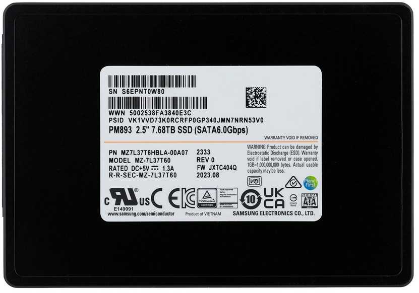 SSD - Samsung PM893 7.68TB SATA 2.5" V-NAND TLC