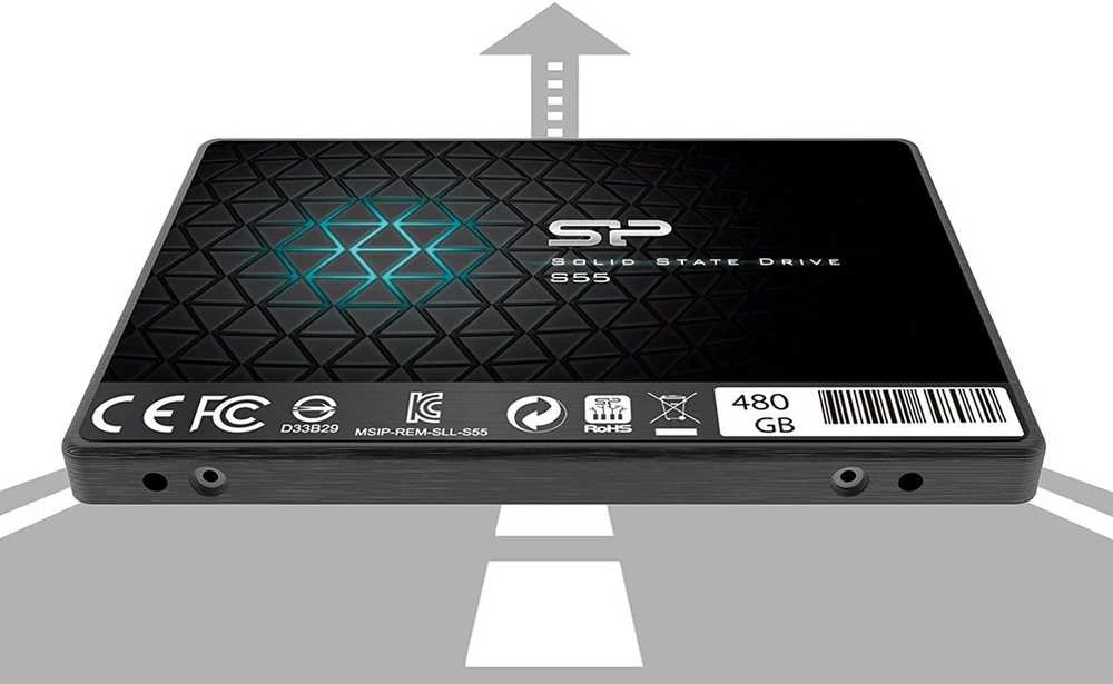 Silicon Power Slim S55 480 GB, SSD form factor 2.5", SSD sąsaja SATA, Rašymo greitis 440 MB/s, Skaitymo greitis 550 MB/s