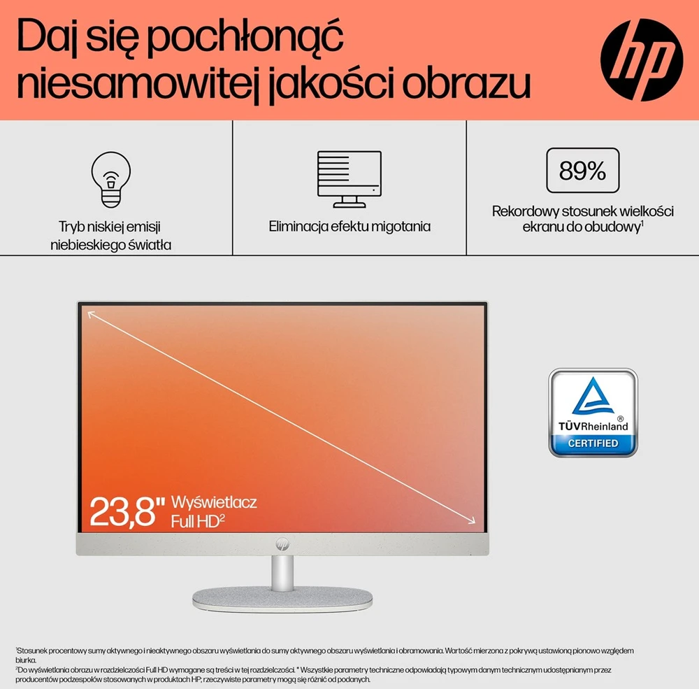 Hewlett Packard (HP) HP 24-cr0312nw AMD Ryzen™ 5 7520U 60,5 cm (23,8 colio) 1920 x 1080 pikselių „viskas viename“ asmeninis kompiuteris 16 GB LPDDR5-SDRAM 512 GB SSD „Windows 11 Home“ „Wi-Fi 6“ (802.11ax) Baltas
