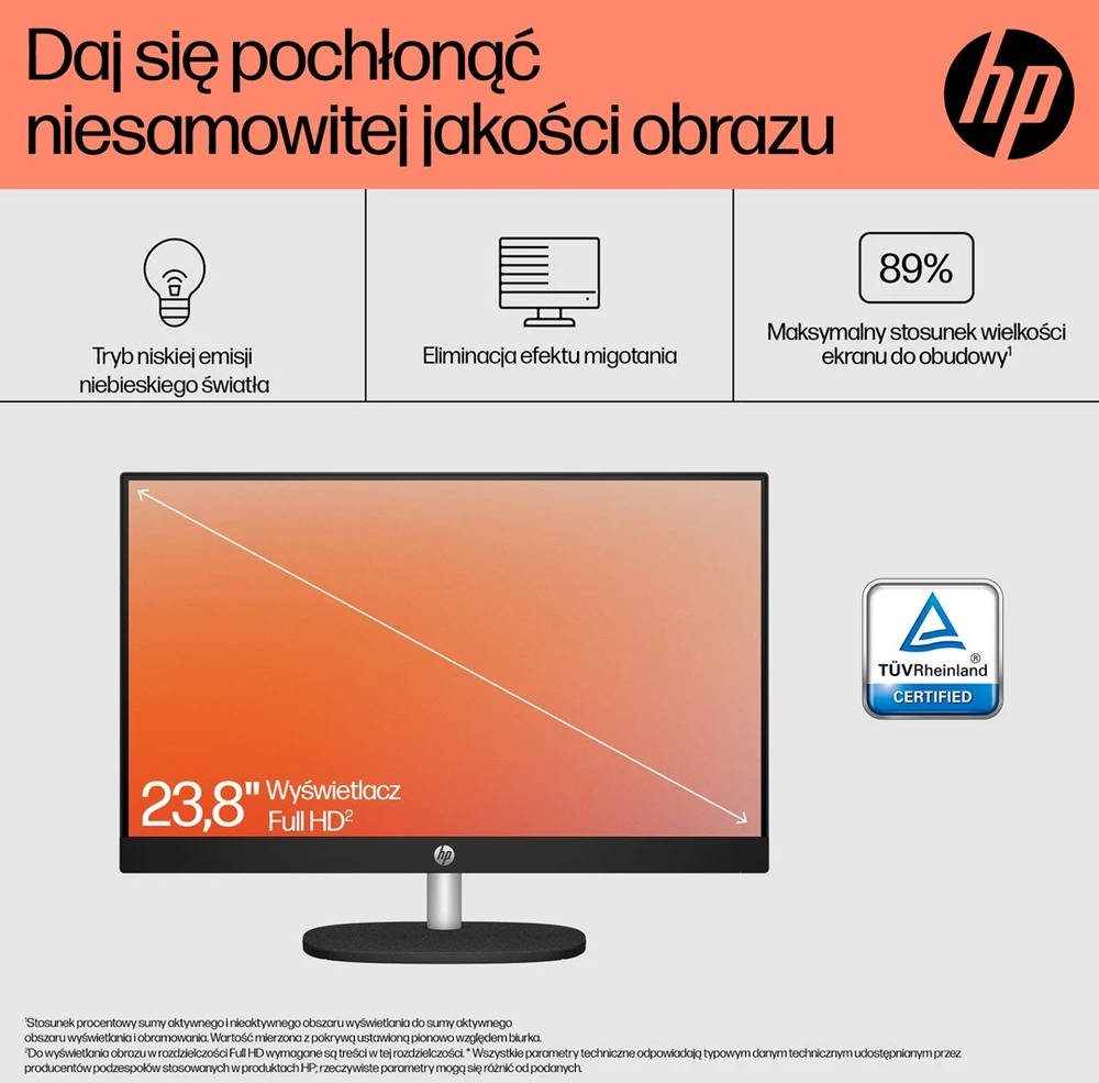„Hewlett Packard“ (HP) HP 24-cr0334nw AMD Ryzen™ 7 7730U 60,5 cm (23,8 colio) 1920 × 1080 pikselių „viskas viename“ kompiuteris 16 GB DDR4-SDRAM 512 GB SSD Nemokamas DOS Wi-Fi 6 (802.11ax) Baltas