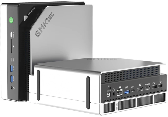 Mini PC - GMKtec EVO-X2 Ryzen AI Max+ 395, 64GB RAM, 1TB SSD, WiFi 7, Juoda/Sidabrinė