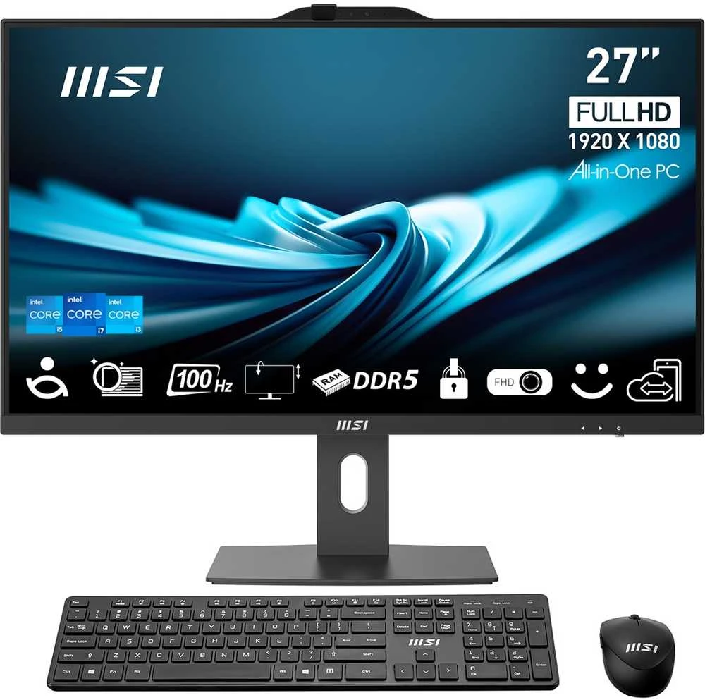 Stacionarus kompiuteris MSI PRO AP272P 14M-496EU Intel Core i5-14400 27inch FHD 2x8GB 512GB M.2 PCIe UMA 802.11 AX + BT 5.3 W11P Juodas