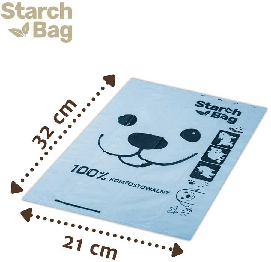 Starch Bag Krakmolo maišelis STARCHBAG BIO kompostuojami maišeliai išmatoms – juodas – 8x15 vnt.