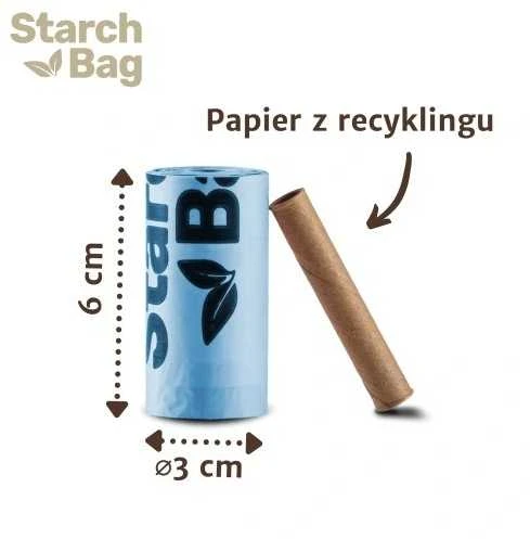 Starch Bag Krakmolo maišelis STARCHBAG BIO kompostuojami maišeliai išmatoms – juodas – 8x15 vnt.