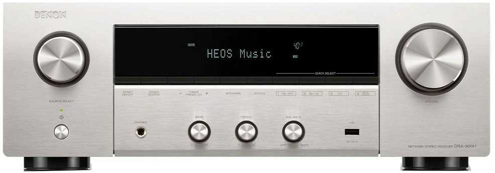 Muzikinis centras Denon DRA-900H 100W - 2.2 Chanel 100W 8K AV imtuvas su įmontuotu HEOS®, sidabrinis