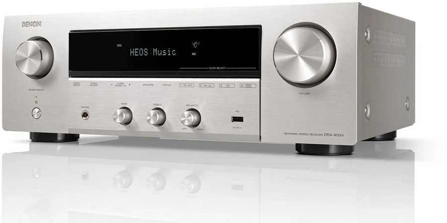 Muzikinis centras Denon DRA-900H 100W - 2.2 Chanel 100W 8K AV imtuvas su įmontuotu HEOS®, sidabrinis