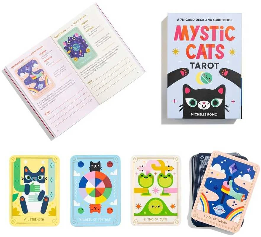 Sterling Ethos Taro kortų rinkinys - Mystic Cats Tarot 78 Kortos 96 Puslapių Gidas