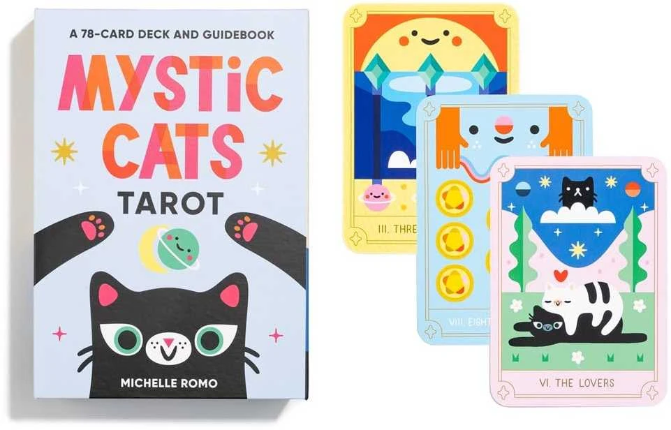 Sterling Ethos Taro kortų rinkinys - Mystic Cats Tarot 78 Kortos 96 Puslapių Gidas