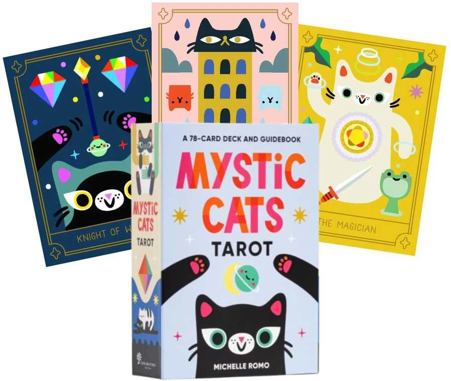 Sterling Ethos Taro kortų rinkinys - Mystic Cats Tarot 78 Kortos 96 Puslapių Gidas