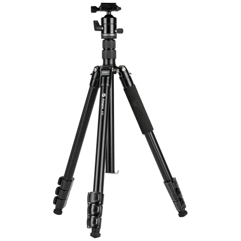Stovas - Fotopro A5i Aliuminio Stovas Su FPH-55QS Kamuoliniu Galvute 10 Kg Apkrova 205 Cm Aukštis Juodas