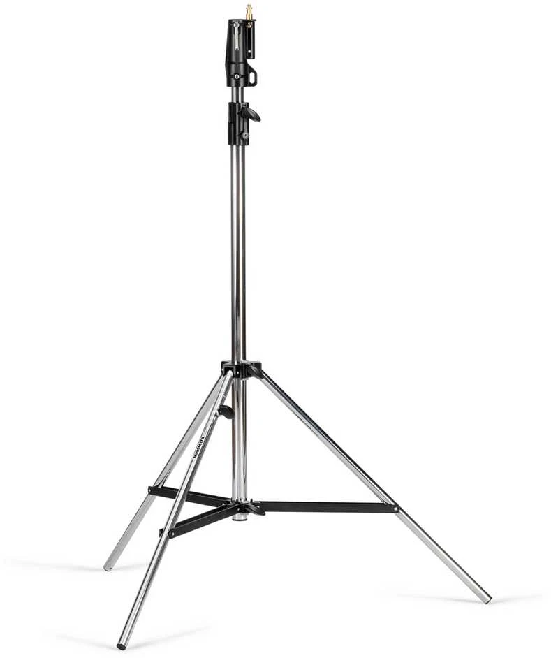 Stovas - Manfrotto Statyvas 008 Chromuotas Plienas Reguliuojamo Aukščio