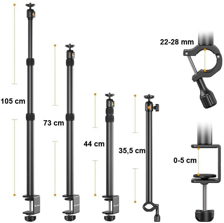 Laikiklis Desktop Studio Arm Tripod Vlog 2x 360s Head / Ulanzi Vijim Ls02
