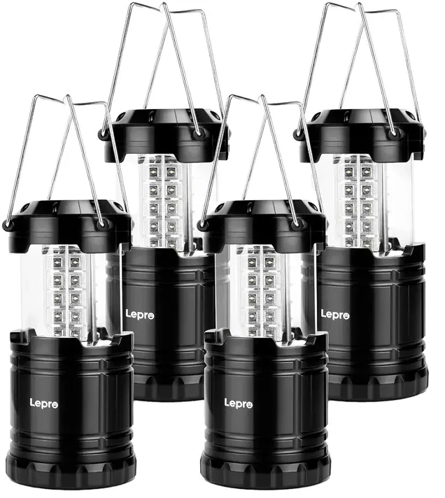 Stovyklavimo Žibintas - LEPRO PR330040-2 4 Vnt. Juodas