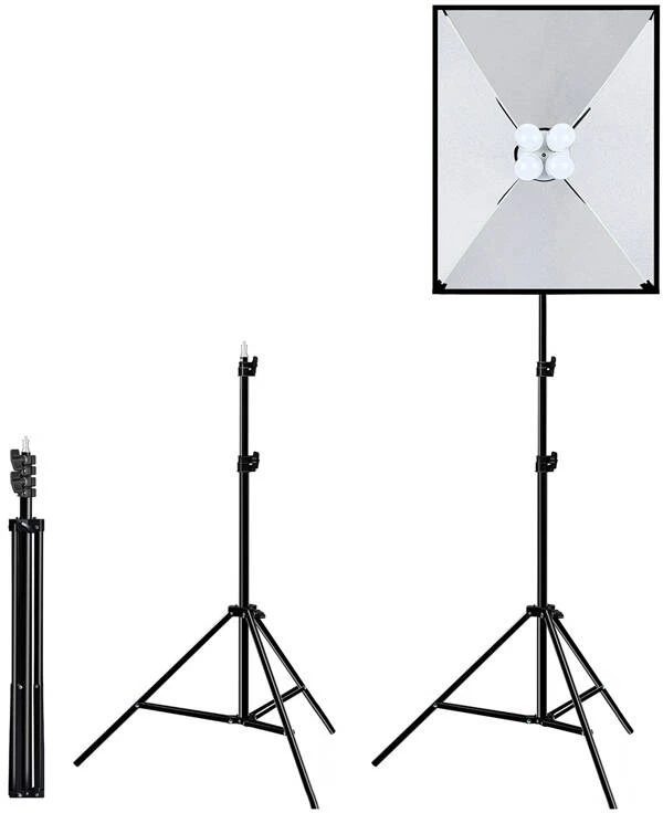 Studijos komplektas Puluz softbox 50x70cm, trikojis, LED lemputė 4 vnt PU5071EU