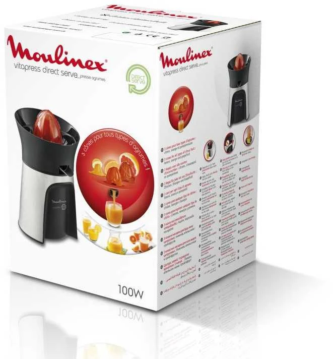 Sulčiaspaudė Centrifugos - Moulinex Vitapress PC603D10 3 Antgaliai Automatinis Įjungimas/Išjungimas Tiesioginis Pateikimas Juodas Sidabrinis