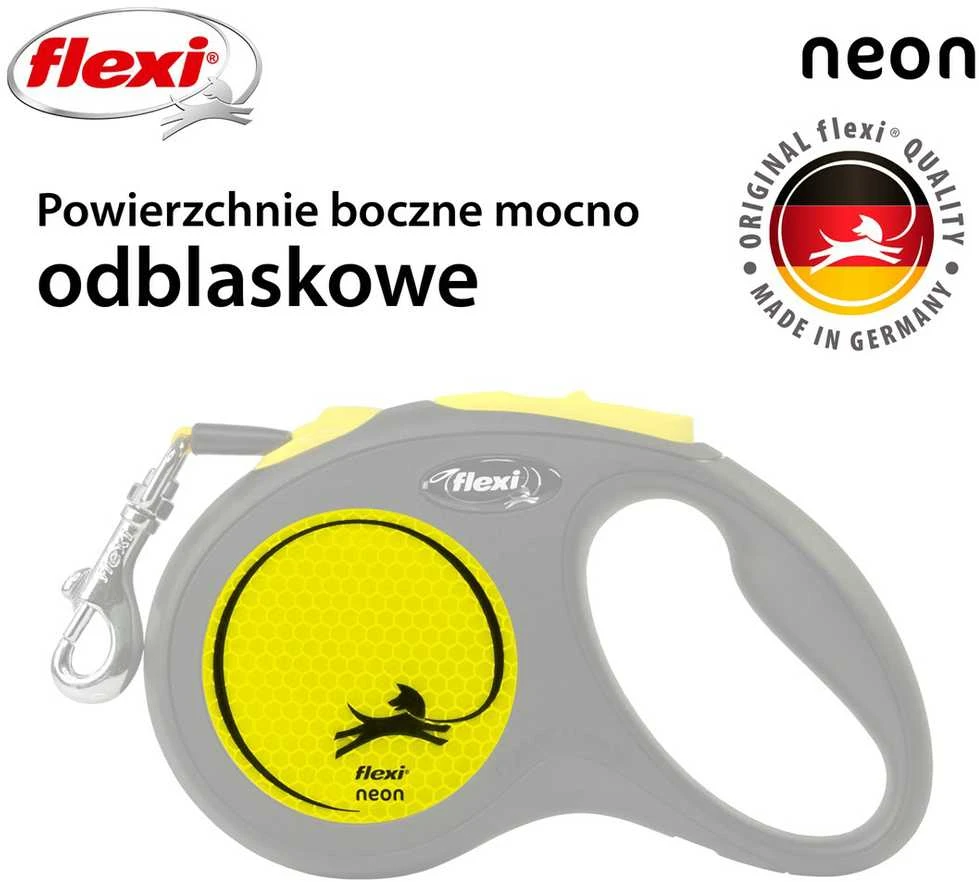 Flexi New Neon S pavadėlis šunims iki 15kg juostinis 5m geltonos spalvos