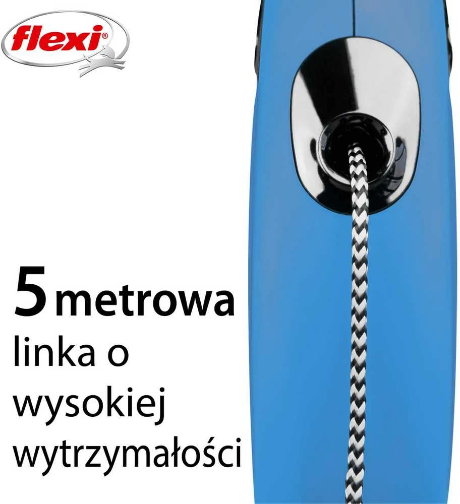 Flexi New Classic S pavadėlis šunims iki 12kg virvinis 5m mėlynos spalvos