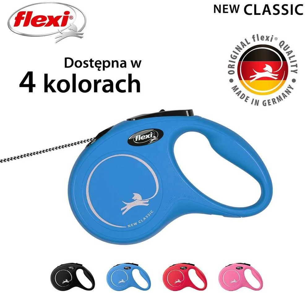 Flexi New Classic S pavadėlis šunims iki 12kg virvinis 5m mėlynos spalvos