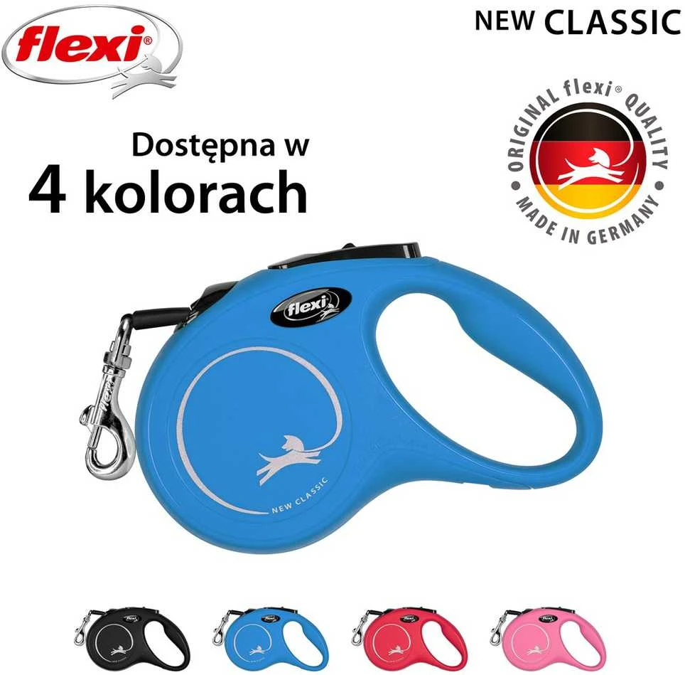 Flexi New Classic S pavadėlis šunims iki 15kg juostinis 5m mėlynos spalvos