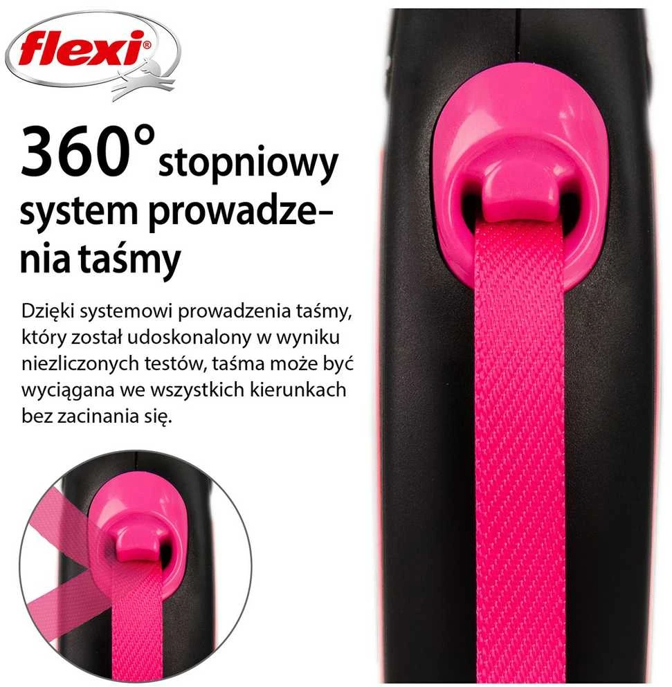 FLEXI New Neon Tape rožinis pavadėlis S-5m iki 15kg