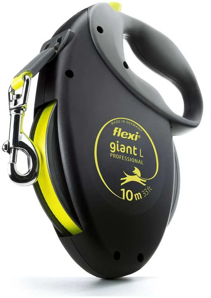 Flexi Giant Profesional Automatinis juostinis pavadėlis, 10 m / šunims iki 50kg / spalva: juoda ir pilka