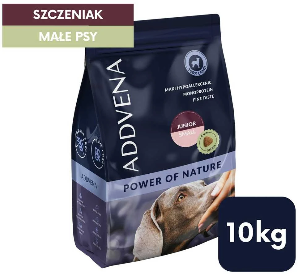 Šunų maistas - ADDVENA Power of Nature Junior Small ėriena 10kg Grain-Free