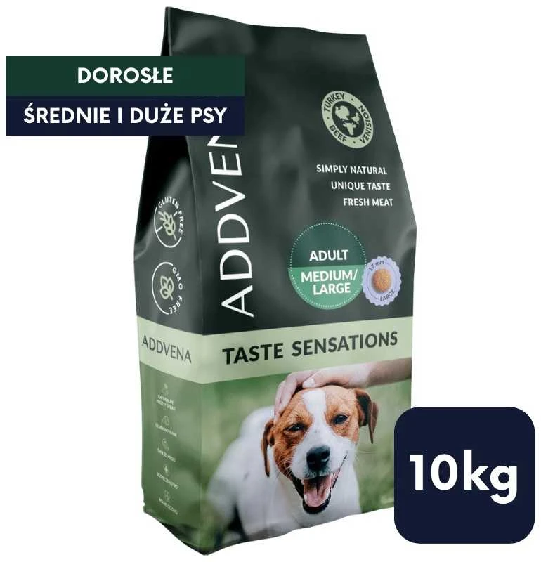 Šunų maistas - ADDVENA Taste Sensations Adult Medium/Large kalakutiena 10kg