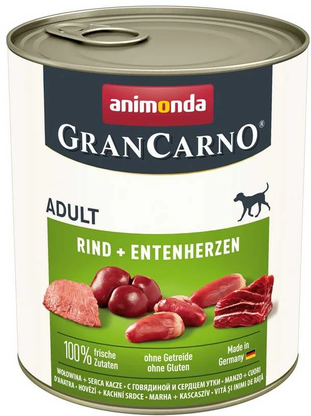 Animoda Animonda Grancarno adult 800g suaugusių šunų konservai su jautiena ir ančių širdelėmis MR