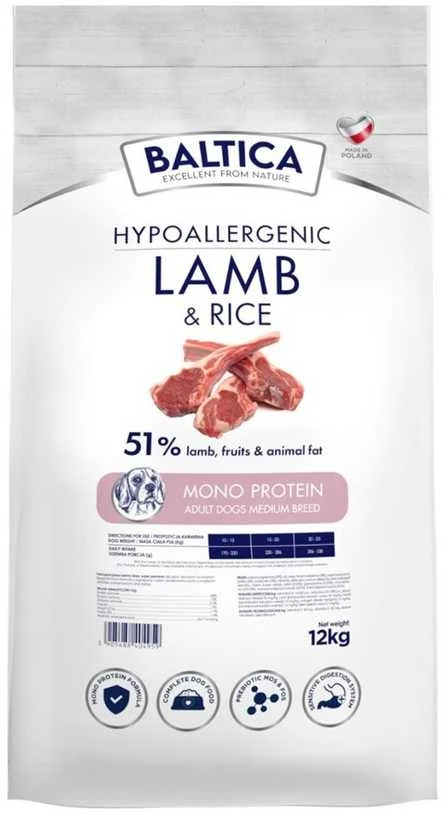 BALTICA NUTRACEUTIC Hypoallergenic ėriena & ryžiai M 12kg